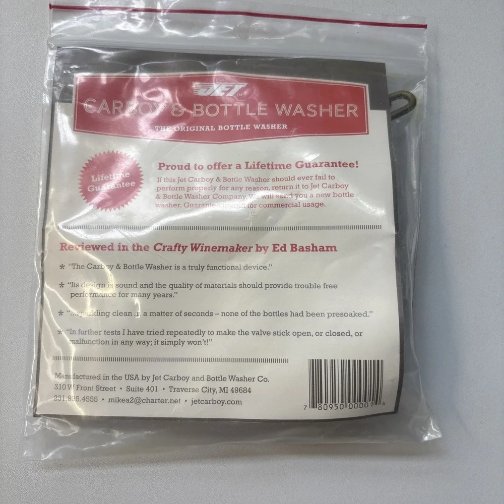 Jet Original Carboy & Bottle Washer USA Brass Home Brew Winemakers - NEW